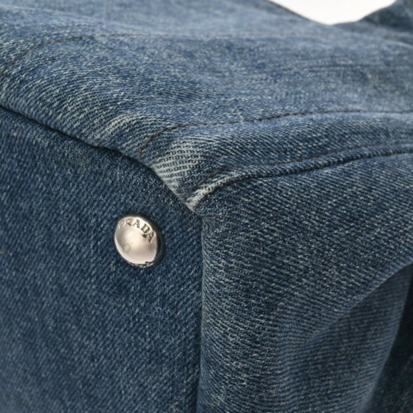 PRADA Canapa Mini Tote Blue Denim Handbag - Picture 10 of 12